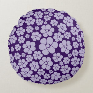 Flower Pattern - Purple Round Pillow