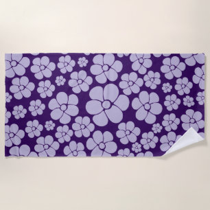 Flower Pattern - Purple Throw Pillow Beach Towel