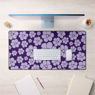 Flower Pattern - Purple Throw Pillow Desk Mat