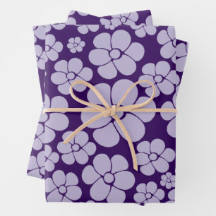 Flower Pattern - Purple Wrapping Paper Sheets