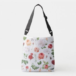 Flower Pattern, Rose Crossbody Bag