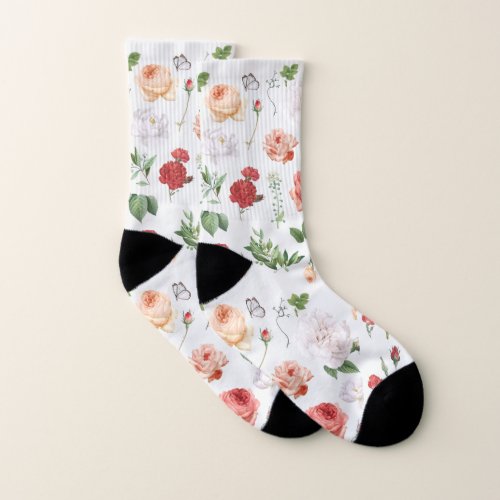 Flower Pattern Rose Socks