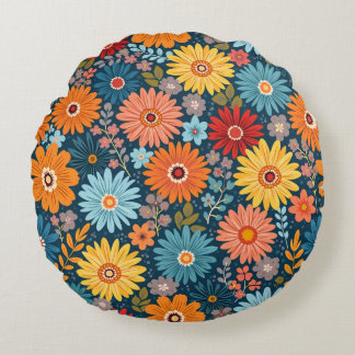 Flower Pattern Round Pillow