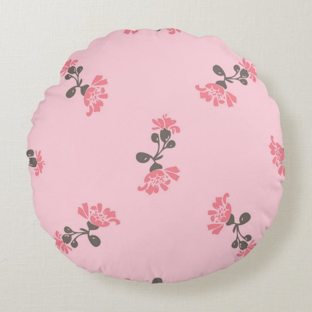 Flower pattern round pillow (Front)