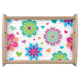 Flower pattern serving tray
