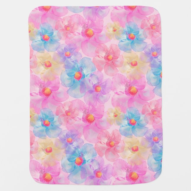 Flower Pattern Sherpa Blanket (Front)