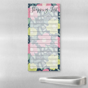 Flower Pattern Shopping List Magnetic Notepad