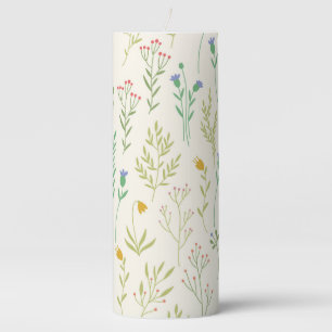 Flower Pattern Spring Floral 3" x 8" Pillar Candle