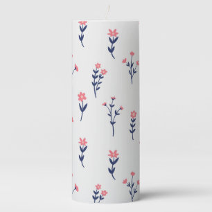 Flower Pattern Spring Floral 3" x 8" Pillar Candle