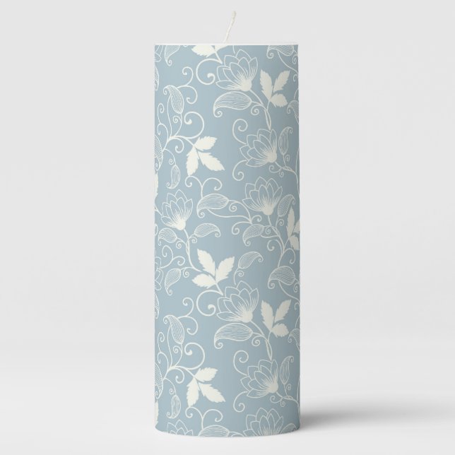 Flower Pattern Spring Floral 3" x 8" Pillar Candle (Front)