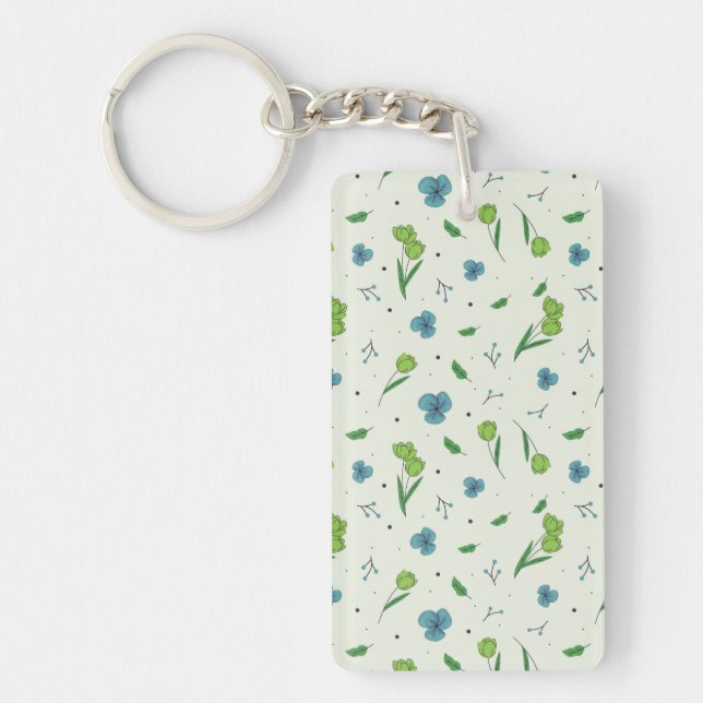 Flower Pattern Spring Floral Acrylic Keychain (Front)
