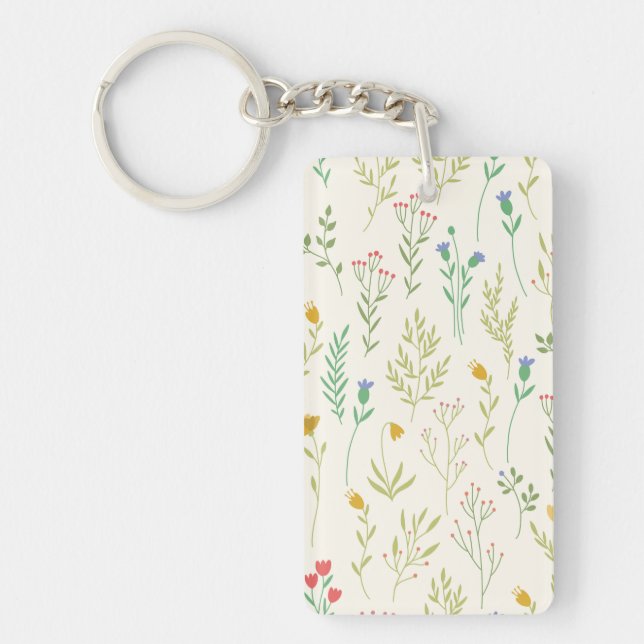 Flower Pattern Spring Floral Acrylic Keychain (Front)