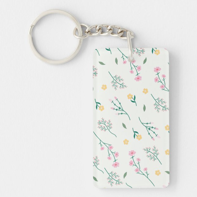 Flower Pattern Spring Floral Acrylic Keychain (Front)