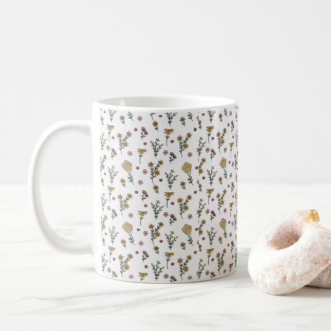 Flower Pattern Spring Floral Classic Coffee Mug (With Donut)