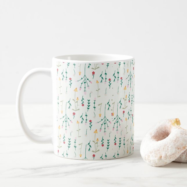 Flower Pattern Spring Floral Classic Coffee Mug (With Donut)