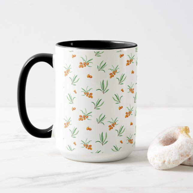 Flower Pattern Spring Floral Combo Mug (With Donut)