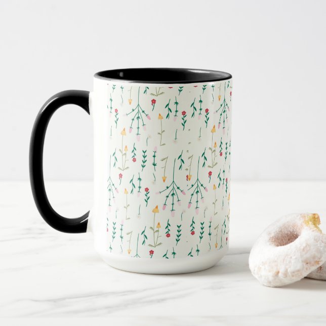Flower Pattern Spring Floral Combo Mug (With Donut)