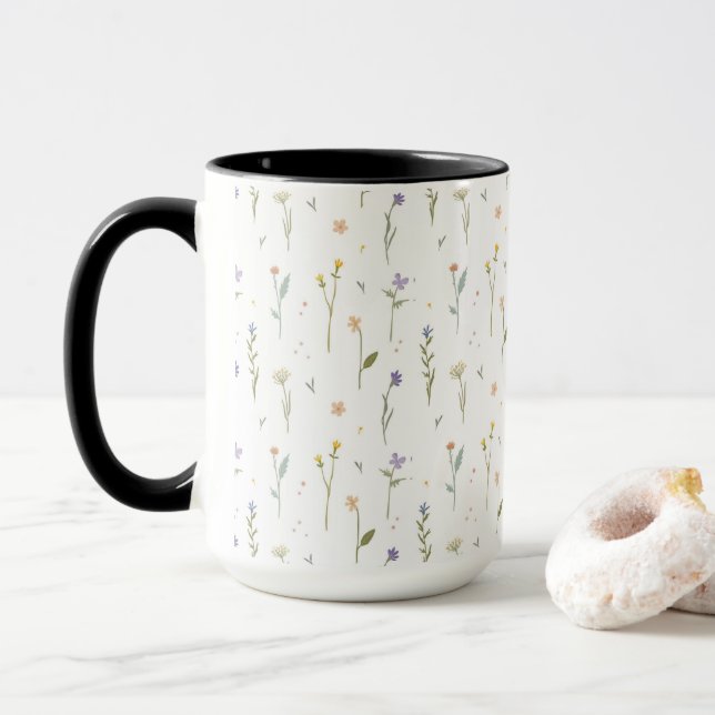 Flower Pattern Spring Floral Combo Mug (With Donut)