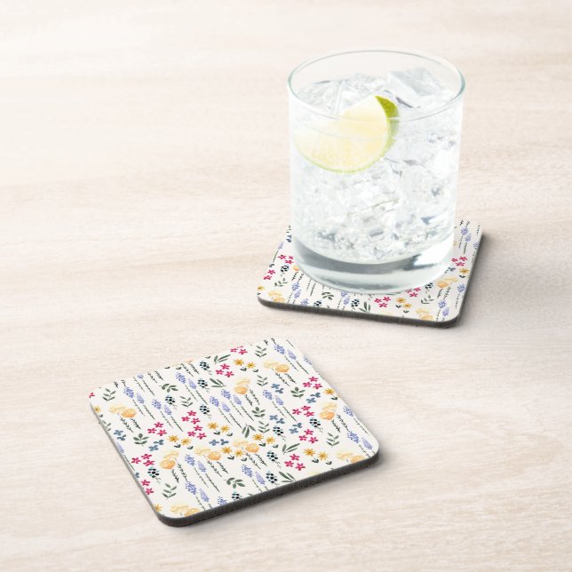 Flower Pattern Spring Floral Hard plastic Beverage Coaster (Right Side)