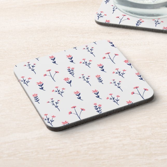 Flower Pattern Spring Floral Hard plastic Beverage Coaster (Left Side)