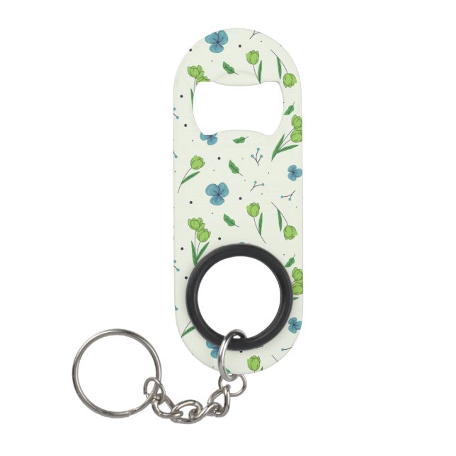 Flower Pattern Spring Floral Keychain Bottle Opener (Front)