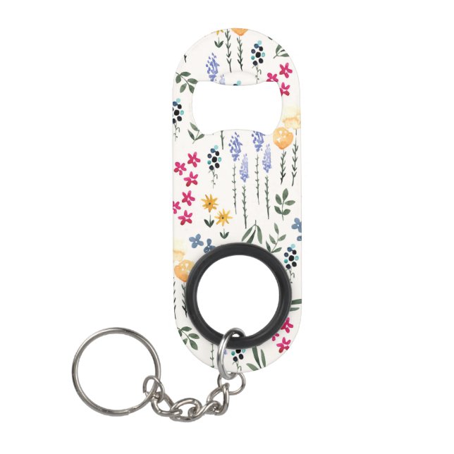 Flower Pattern Spring Floral Keychain Bottle Opener (Front)