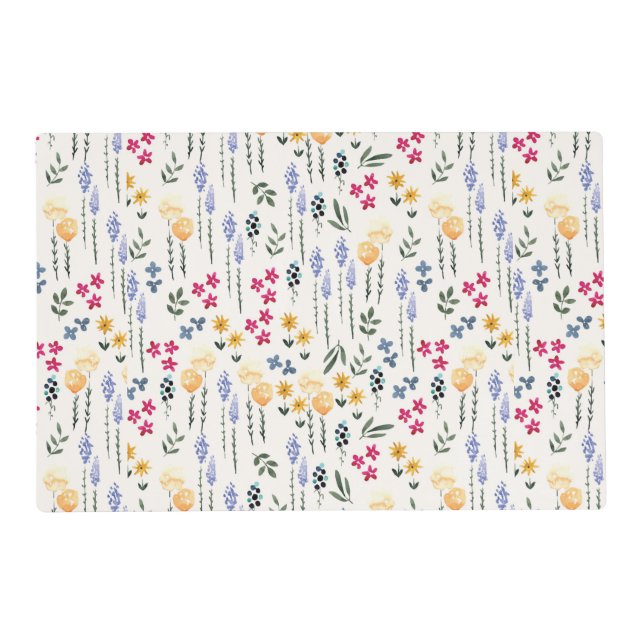  Flower Pattern Spring Floral Laminated Placemat (Front)