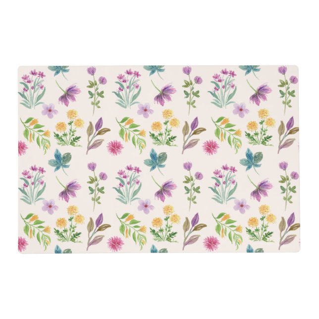 Flower Pattern Spring Floral Laminated Placemat (Back)