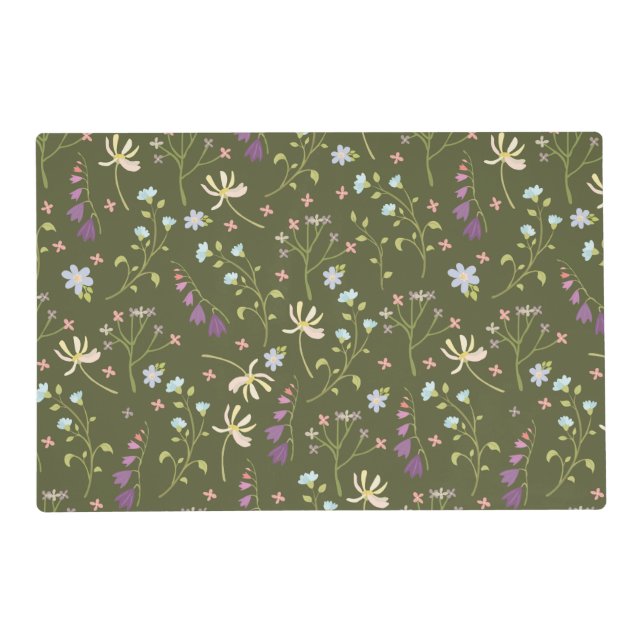 Flower Pattern Spring Floral Laminated Placemat (Front)