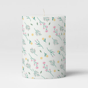 Flower Pattern Spring Floral Pillar Candle