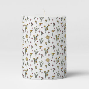 Flower Pattern Spring Floral Pillar Candle
