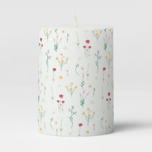 Flower Pattern Spring Floral Pillar Candle