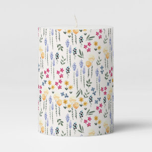 Flower Pattern Spring Floral Pillar Candle
