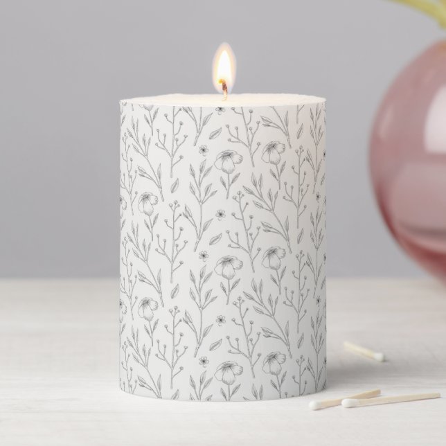Flower Pattern Spring Floral Pillar Candle (In Situ)