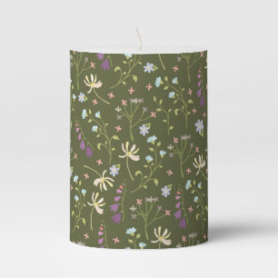 Flower Pattern Spring Floral Pillar Candle