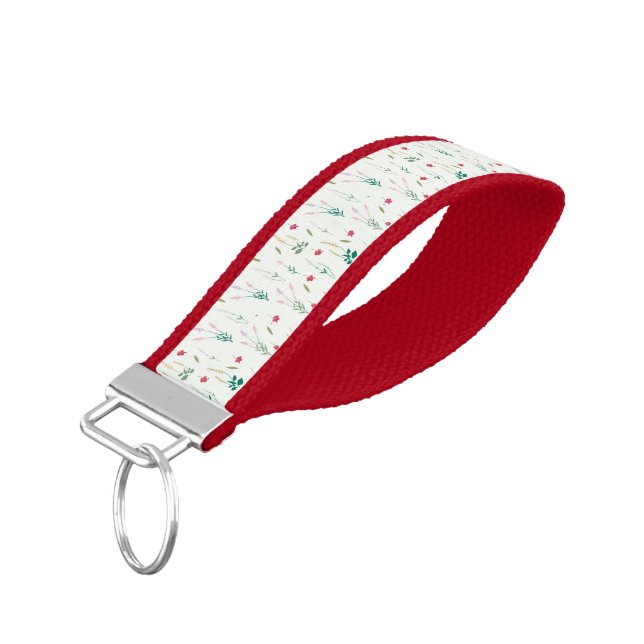Flower Pattern Spring Floral Wrist Keychain (Angled Down)