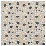Flower Pattern - Taupe, Black and White Fabric