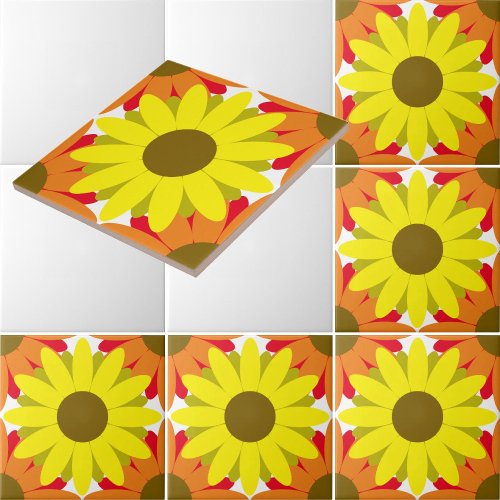 Flower Pattern Template Ceramic Tile