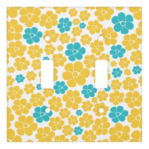 Flower Pattern _ Turquoise and Yellow Light Switch Cover