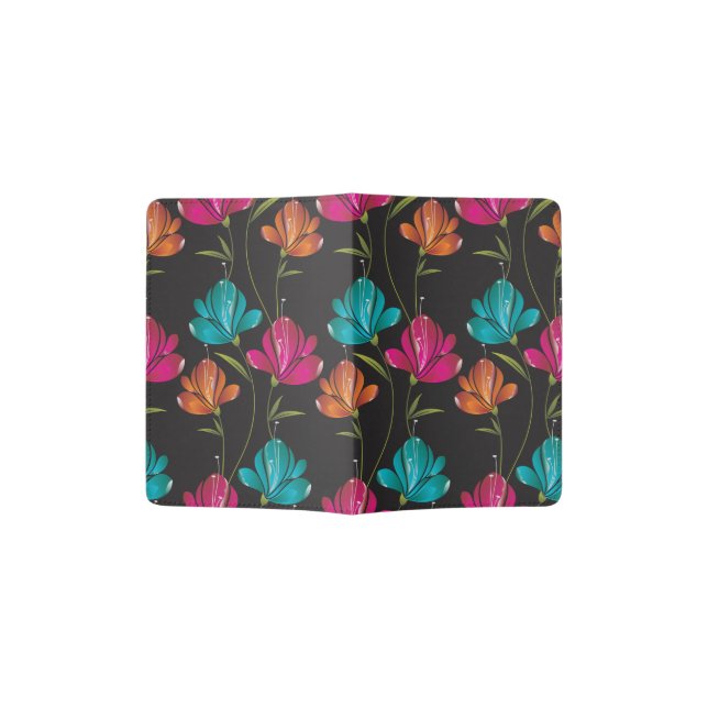 Flower Pattern Two Passport Holder (Opened)