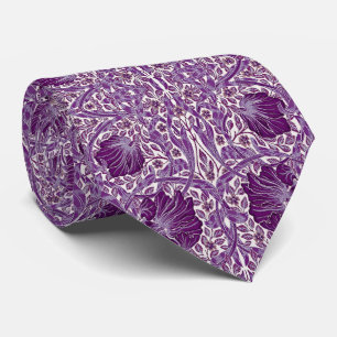 Flower Pattern Vintage William Morris Purple Neck Tie