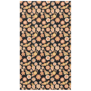 Flower pattern warm color 11.wx4. Black BG Tablecloth