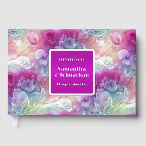 Flower pattern whimsical sweetpea watercolor foil foil guest book 