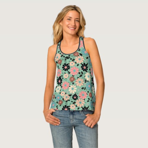Flower Pattern Womens All_Over Tank Top