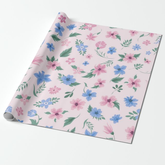 Flower pattern wrapping paper (Unrolled)