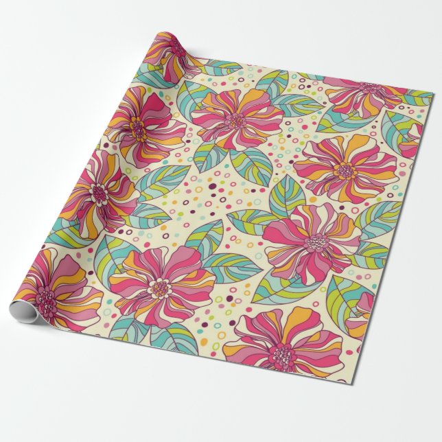 Flower pattern wrapping paper (Unrolled)
