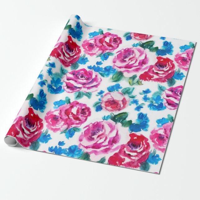 Flower pattern wrapping paper (Unrolled)