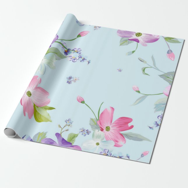 Flower pattern wrapping paper (Unrolled)