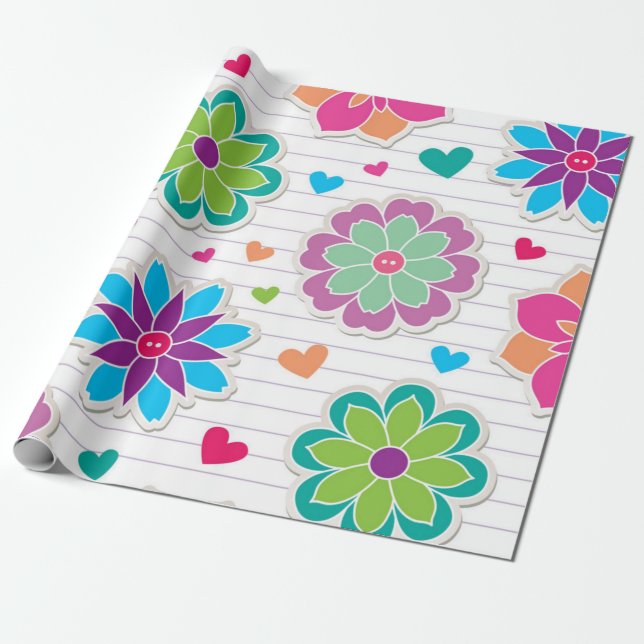 Flower pattern wrapping paper (Unrolled)