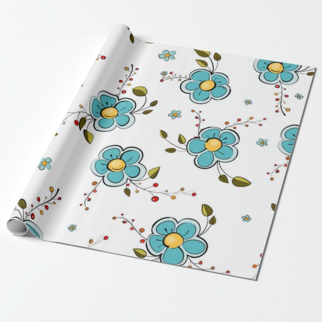Flower pattern wrapping paper (Unrolled)
